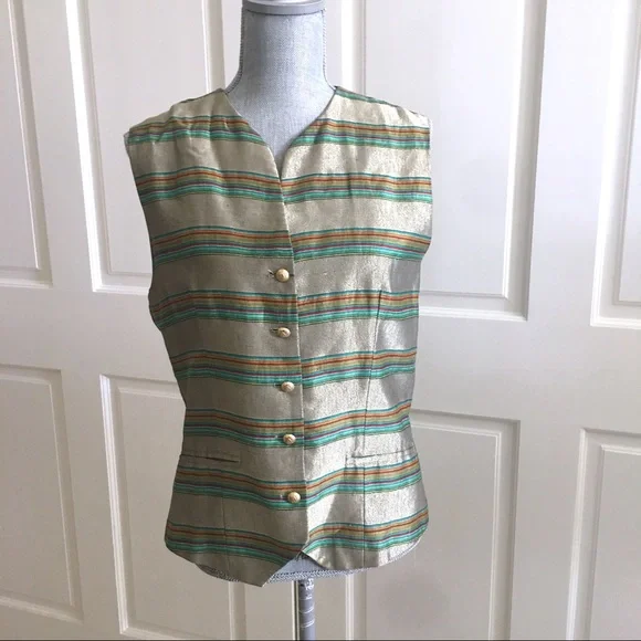 Vintage Neiman Marcus x Randolph Duke Metallic Striped Vest | Size M - Picture 2 of 5